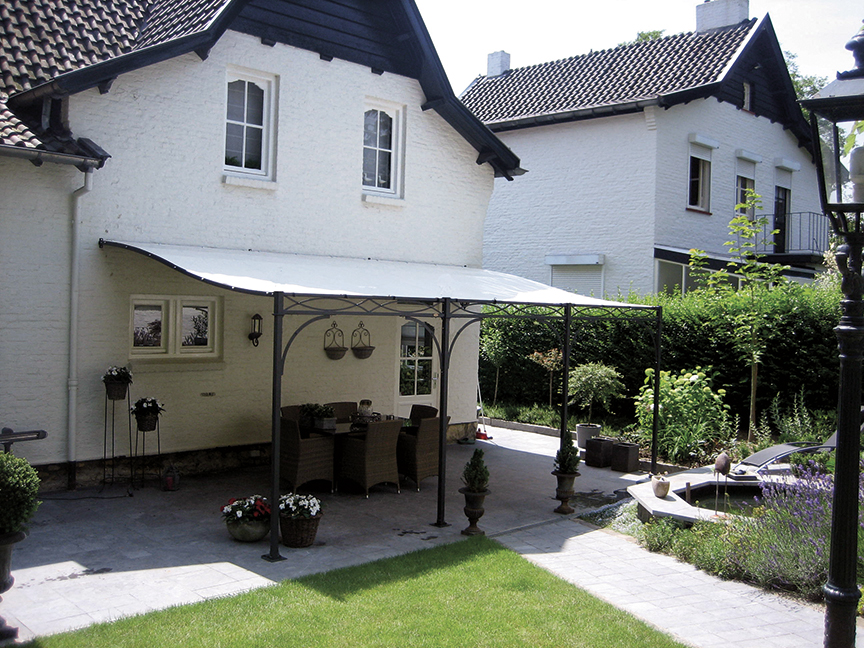 Pergola mit Planendach weiß, Gestell grau Novecento Unosider